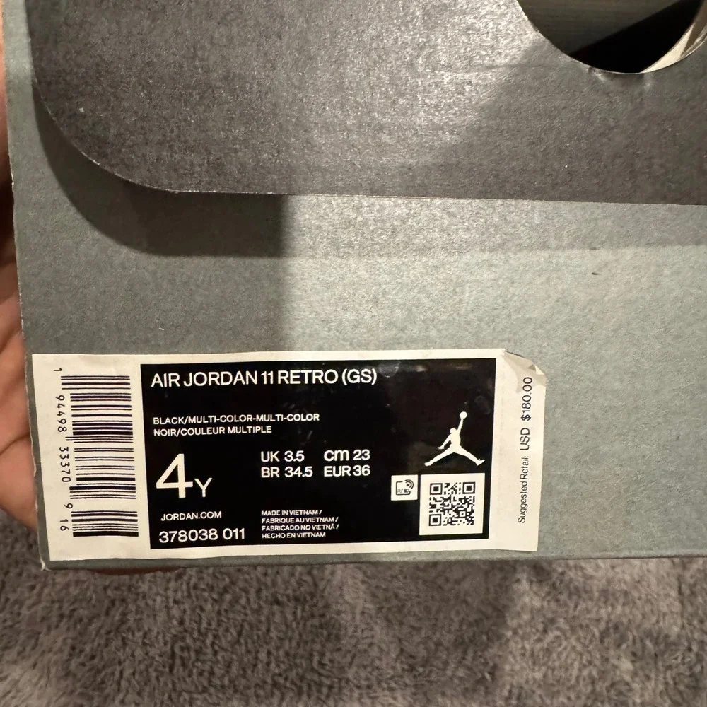 Nike Air Jordan 11 Retro GS Jubilee 25th Anniversary Black 378038-011 Size 4Y